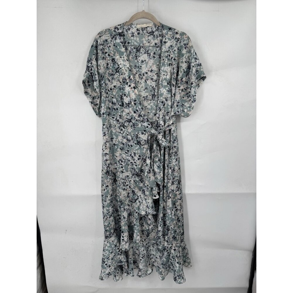 Lovestitch Floral Ruffle Midi Dress Sz S Blue Cottagecore Fairy Prairie Peasant